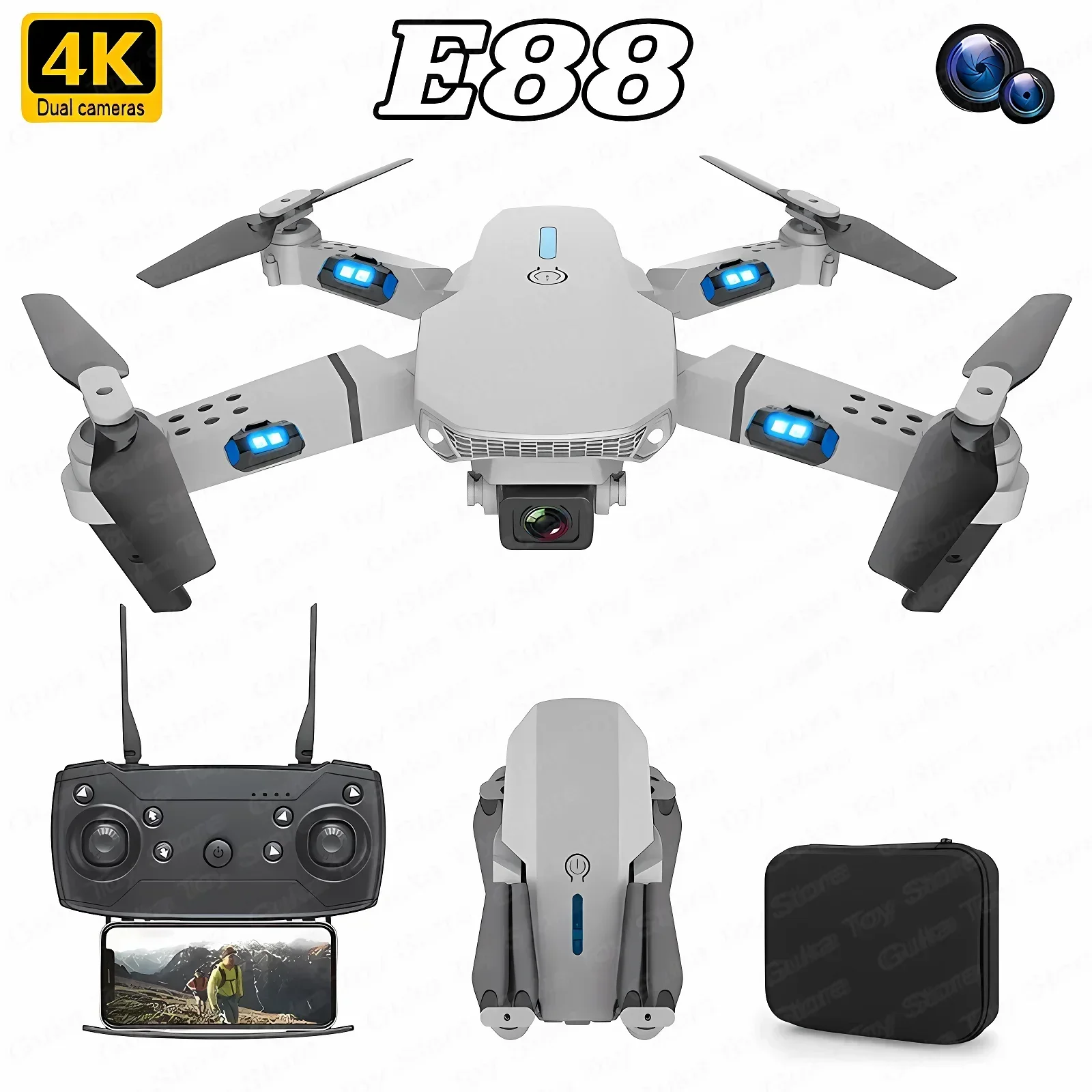 折りたたみ式クワッドコプター,e88プロ広角fpv,wifi - Drone Ae Rc のレビューと価格